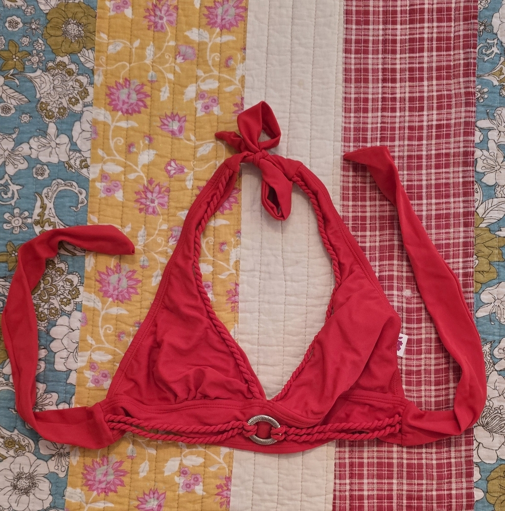 Aloha Red Halter Bikini Top